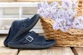 paps classic z otwartymi palcami - skórzane obuwie terapeutyczne granatowe para