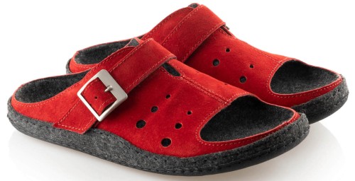 paps classic z otwartymi palcami - skórzane obuwie terapeutyczne czerwone para
