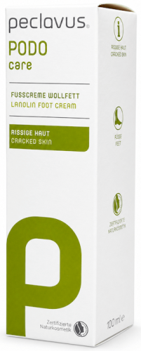 Krem do bardzo suchych stóp z lanoliną Peclavus PODOcare Wollfett 100 ml kartonik bok